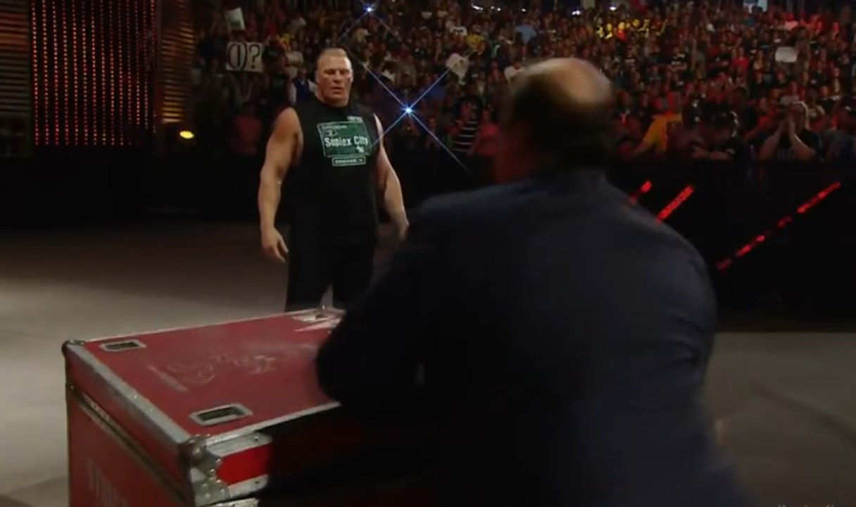 WWE Raw 2016 Brock Lesnar is very Hangry and attacks Seth Rollins and his Cars