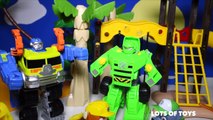 Transformers Rescue Bots Adventures!! Salvage Garbage Truck, Boulder, Sonic Boom, Hoist Tow Truck