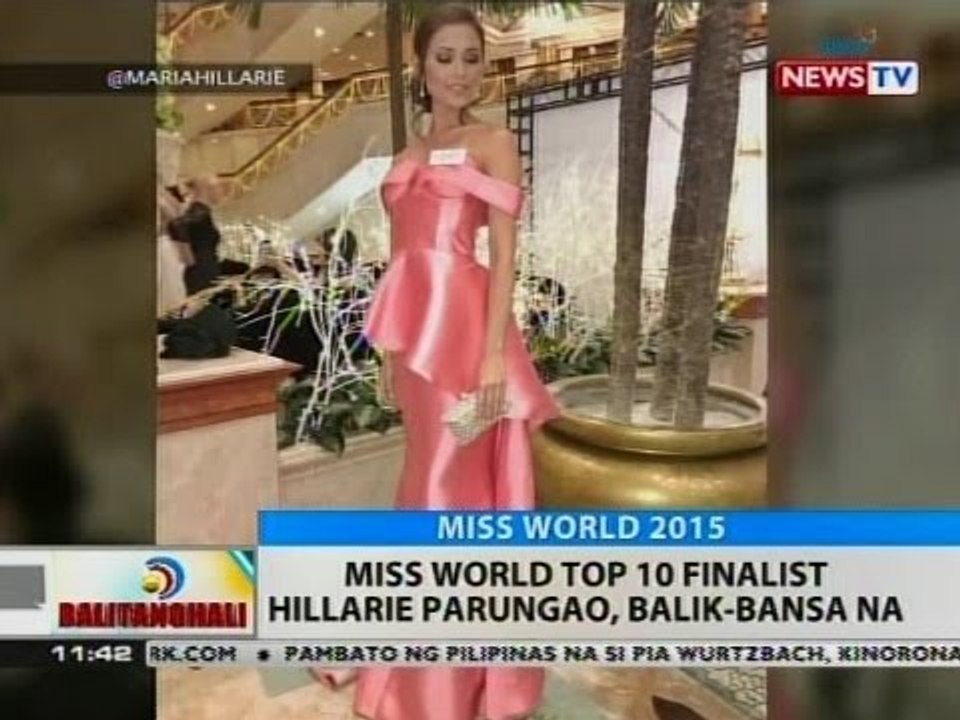 BT: Miss World top 10 finalist Hillarie Parungao, balik-bansa na