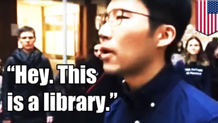 「ここは図書館です！」アジア系学生が、反トランプ抗議運動に物申す