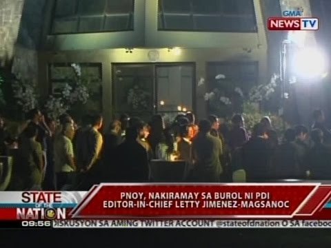SONA: PNoy, nakiramay sa burol ni PDI Editor in Chief Letty Jimenez- Magsanoc