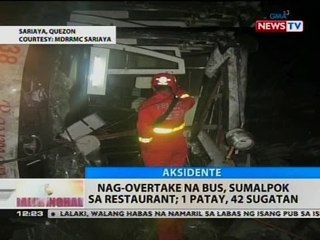 BT: Nag-overtake na bus, sumalpok sa restaurant; 1 patay, 42 sugatan