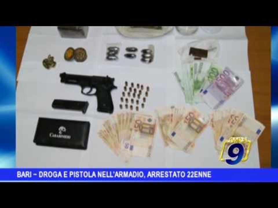 Bari |  Droga e pistole nell'armadio, arrestato 22enne