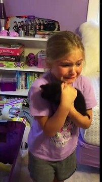 Adorable girl meets kitten for the first time and cries tears of pure joy!! - Marley & Ella