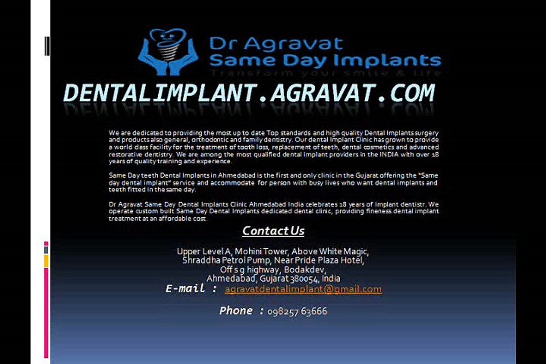 Dr Agravat Same Day Dental Implants Clinic in Ahmedabad Gujarat India
