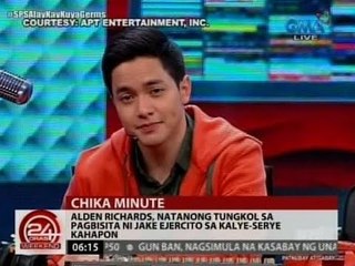 24Oras: Alden Richards, natanong tungkol sa pagbisita ni Jake Ejercito sa Kalaye-serye kahapon