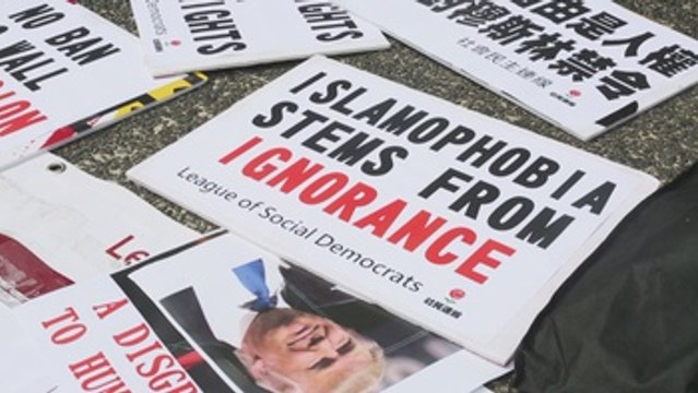Protesta en Hong Kong contra el veto de Trump a los inmigrantes musulmanes