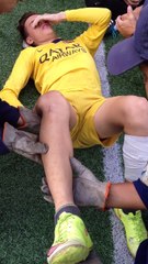 Luxation et remise en place d'une rotule d'un footballeur