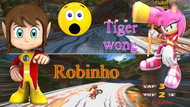 Sonic & SEGA All-Stars Racing _ Tiger Wong (Amy) Vs Robinho (Alex Kidd)