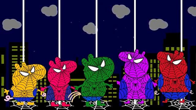 SpiderMan Peppa pig Family saviors The Beast #3 Finger Family and 5 Little Peppa inside out 0
