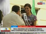 BT: Miss Universe 2015 Pia Wurtzbach, nag-courtesy call sa Manila City Hall