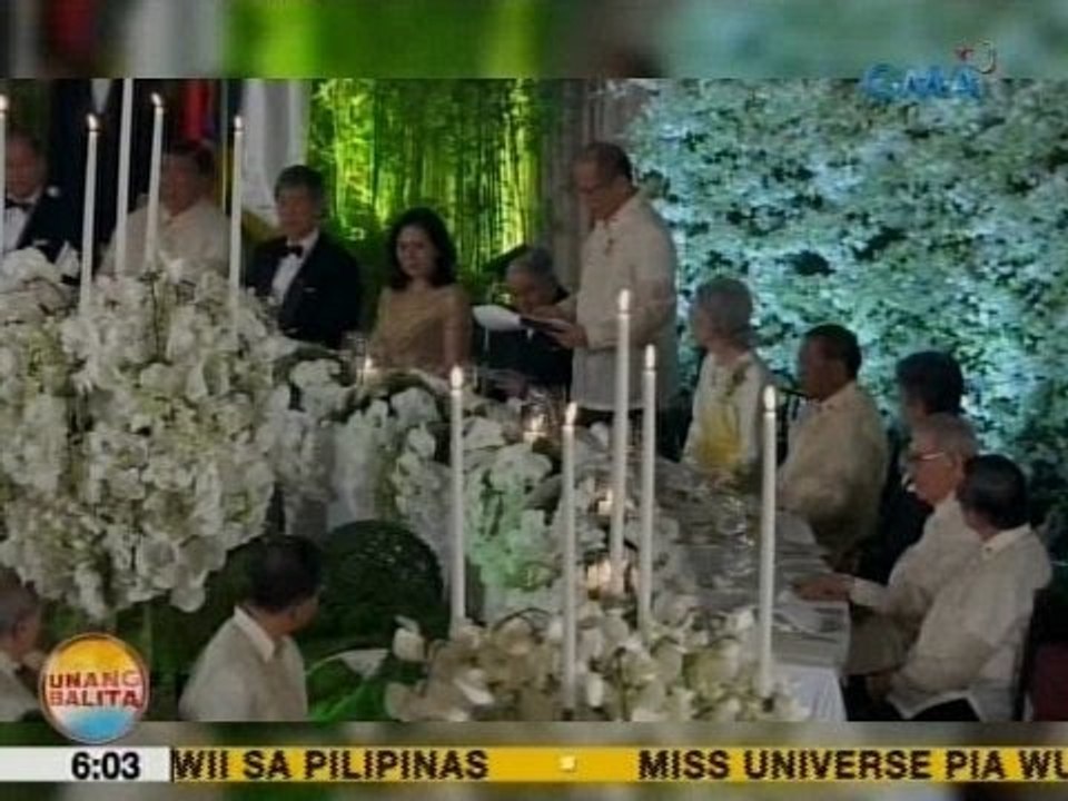 UB: Enggrandeng state dinner, idinaos para kina Emperor Akihito at Empress Michiko ng Japan