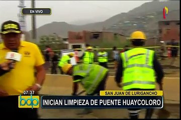 Huaycoloro: limpian vías e inician trabajos para colocación de puente
