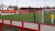 Amateur footballer face plants while attempting diving header