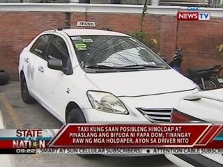 Taxi kung saan posibleng hinoldap at pinaslang ang biyuda ni Papa Dom, tinangay raw ng mga holdaper