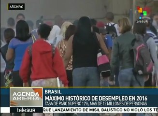 Brasil cerró el 2016 con 12 millones de desempleados