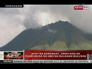 Apat na barangay, apektado sa pagbubuga ng abo ng Bulkang Bulusan