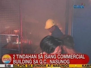 UB: 2 tindahan sa isang commercial building sa QC, nasunog