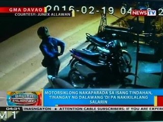 Motorsiklong nakaparada sa isang tindahan sa Davao City, tinangay ng 2 'di pa nakikilalang salarin