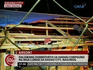 24 Oras: Dalawang dormitoryo sa Haran coumpound ng mga Lumad sa Davao City, nasunog