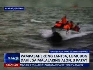 SAKSI: Pampasaherong lantsa, lumubog dahil sa malalaking alon; 3 patay