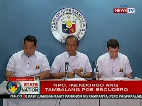 SONA: NPC, inendorso ang tambalang Poe-Escudero
