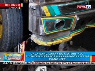 Dalawang sakay ng motorsiklo, sugatan matapos makabanggaan ang isang jeep