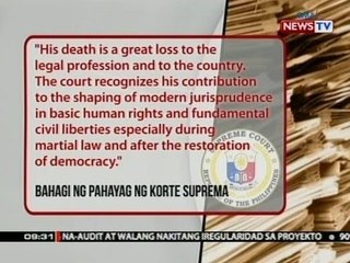 SONA: SC, at Malacañang, kinilala ang mga naiambag ni yumaong dating Sen. Pres. Jovito Salonga