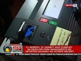 Sereno: 'di umabot ang Comelec sa deadline para magkomento sa petisyon kaugnay ang voter's receipt