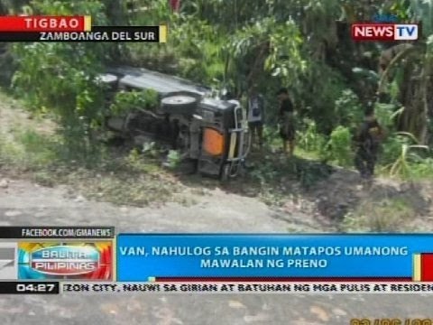 BP: Van, nahulog sa bangin sa Tigbao, Zamboanga del Sur matapos umanong mawalan ng preno