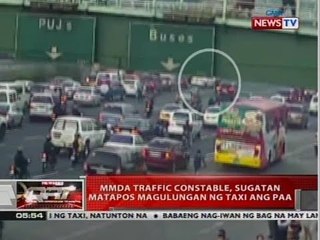 QRT: MMDA traffic constable, sugatan matapos magulungan ng taxi ang paa