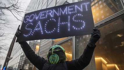 Protesters camp outside Goldman Sachs HQ