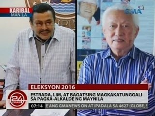 24 Oras: Estrada, Lim, at Bagatsing magkakatunggali sa pagka-Alkalde ng Maynila