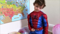 SURPRISE TOYS GIANT BALLOON POP SPIDERMAN POPS A ROOM FULL OF BALLOONS FROZEN SHOPKINS