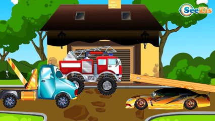 El Camión de bomberos es Rojo infantiles - Carritos para niños - Caricatura de carros