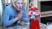 Spiderman Frozen Elsa Versus Venom Bubble Gum Challenge Superhero Fun in Real life Queen Elsa Bubble