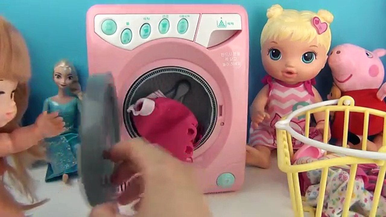 Toy Washing Machine for Frozen Elsa & Baby Alive Doll & Peppa Pig Dress up Toy for Kids