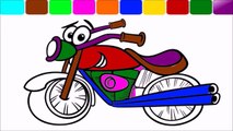 Узнать цвета для детей-мотоцикл-Раскраска для детей Пажес