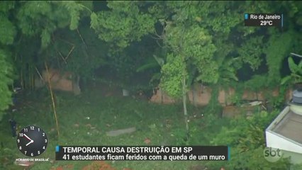 Queda de muro fere mais de 40 estudantes em São Paulo