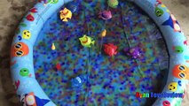 Egg Surprise Toys LETS GO FISHING CHALLENGE Orbeez Kiddie Pool Shopkins Kids Video Ryan ToysReview