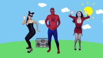 Spiderman vs Catwoman Dance Party Competition superhero in real life IRL