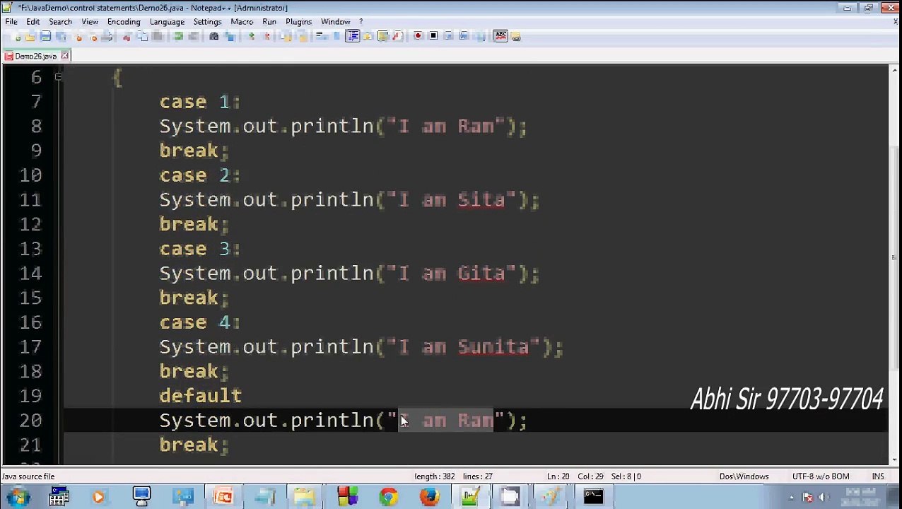 control statements (switch case Statement) in java (in Hindi) Part-11