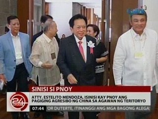 Atty. Estelito Mendoza, isinisi kay PNoy ang pagiging agresibo ng China sa agawan ng teritoryo
