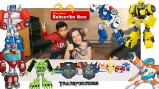 Transformers: Rescue Bots, Heatwave, Optimus Prime, Blades, Boulder, Bumblebee, chase.