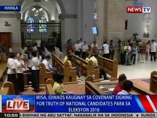 Misa, idinaos kaugnay sa covenant signing for truth of national candidates para sa Eleksyon 2016