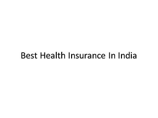 Best Health Insurance In India