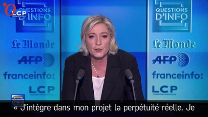 Marine Le Pen : le rétablissement de la peine de mort ne fait plus partie de son projet