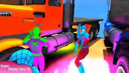 SPIDERMAN COLORS & BROTHERS SPIDERMAN EPIC COLORS TRUCKS PARTY & Superhero Nursery Rhymes for Kids