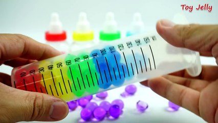 Учить цифры от 1 до 10 DIY Как сделать Цветные ORBEEZ Гигантские Syringer Слизь Глина Желе изверга игрушки