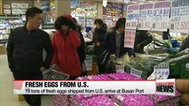 Fresh eggs shipped from U.S. via ship arrive in Korea